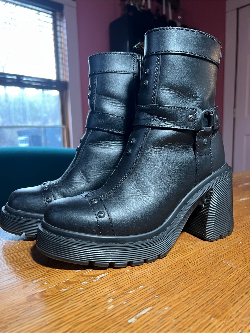 Dr. Martens Black Platform Chunky Heel Ankle Boots
